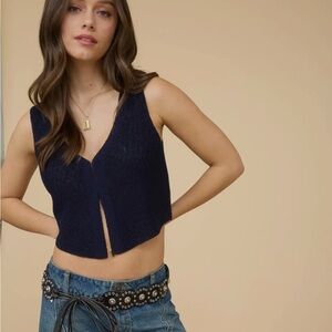 Sally Navy Knit Sleeveless Top